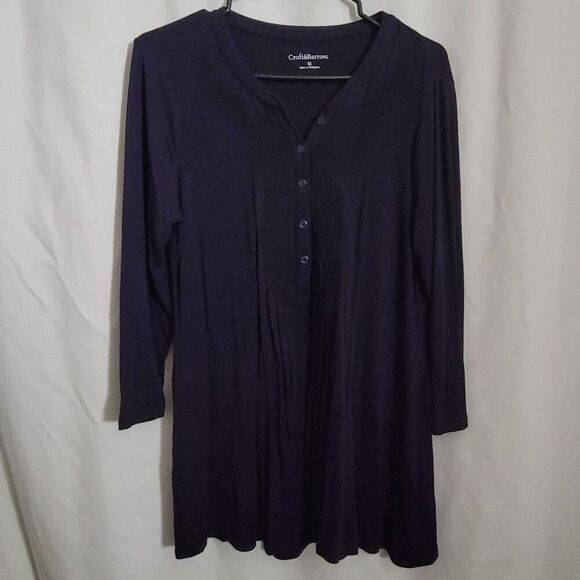 Croft & Barrow Top Dark Purple Medium flowy lace stretchy pleated Rayon classic - Picture 11 of 11